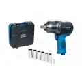 Пневмогайковерт ударный 1/2, 1300Нм, с глубокими головками в кейсе.
