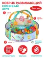 Коврик развивающий для малышей Smart Baby Солнечный день с подвесными игрушками-погремушками, 3 в 1: коврик детский для ползания, сухой бассейн с мячиками, манеж
