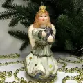 Irena-Co елочная игрушка, стекло Ангел с арфой винтаж (15х7,5х7,5см)
