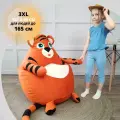 Кресло мешок Тигр 3xl, Велюр натуральный, Бескаркасное кресло-груша животное игрушка, KresloGrusha.RML