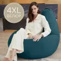Кресло мешок Laavi Home кресло груша, размер ХXXXL, мебельный велюр, глубокая бирюза