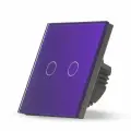 Сенсорный выключатель 2 клавиши 1 пост, (2G) стекло 86х86мм цвет пурпурный