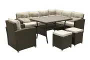 Набор мебели Версаль премиум арт. NEW-7040/2025 коричневый, черный, бежевый 1 уп (ротанг коричневой, черный, подушки бежевые) (Т) Garden story