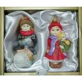 Irena-Co Набор елочных игрушек, стекло Девочка с куклой и девочка со снежком винтаж