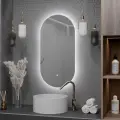 Зеркало в ванную с подсветкой настенное Alias Олимпия 80*40 с холодной LED-подсветкой и подогревом, сенсорная кнопка