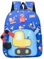 Детский маленький рюкзак 26 х 34 см с ярким принтом экскаватора для мальчиков в садик, отстегивающаяся сумка-карман