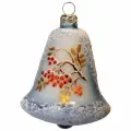 Стеклянная елочная игрушка Колокольчик Морозная рябина Ариель
