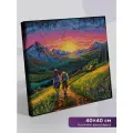 Алмазная (кристальная) мозаика с холстом на подрамнике 40 х 40 см фрея ALPD-303 Прогулка в горах