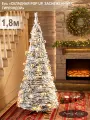 Елка искусственная новогодняя складная ПВХ заснеженная с гирляндой 180 см, ель-лентяйка Pop-Up на Рождество высокая для комнаты, Поезд Ёлок