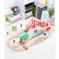 Деревянная железная дорога детская с мостом, станцией и светофором