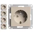 5 шт. Systeme Electric AtlasDesign Песочный, Розетка c заземлением со шторками, 16А, механизм, ATN001245