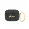 Guess чехол для Airpods Pro, PU-кожа 4G metal logo с карабином, серый
