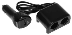 Разветвитель прикуривателя TORSO, с вольтметром, USB 3.1 А, провод 70 см