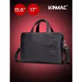 Сумка для ноутбука 15.6, 16 и 17 дюймов KINMAC с ремнем на плечо и 3 отделениями (Черная экокожа)