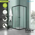 Душевой уголок Domani-Spa Shape с раздвижными дверями 90х90, без поддона, матовое стекло, квадратный, черный профиль