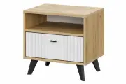 Тумба прикроватная Hoff Барселона, 50,1х47,8х38,1 см, ящик, ниша, ЛДСП/МДФ, цвет белый матовый, дуб золотой