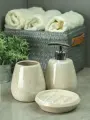 Набор для ванной комнаты аксессуары принадлежности комплект BATH PLUS PIETRA керамика бежевый