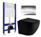 Комплект 3 в 1 инсталляция Enio Tecnico 50 EN8050050 + Унитаз подвесной Weltwasser WW Merzbach 043 MT-BL + кнопка хром Cubo