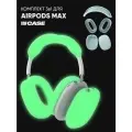 Чехол на наушники AirPods Max силиконовый, комплект 3в1 светящийся в темноте