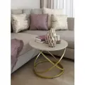 Столик журнальный круглый. Лофт. Бежевый/золотой.