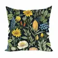 Подушка декоративная Желтые цветы на черном Моррис 40х40 велюр