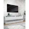 Тумба под телевизор подвесная Интериория, с подсветкой, 200х30х40 см Белый/Серый шифер