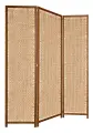 Ширма Плетёнка - 3 секции. Легкая тканевая перегородка в коричневом каркасе. Ширина 138см. Высота 180см.