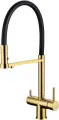 Смеситель для кухни Grocenberg GB4095GO с подключением к фильтру, гибким изливом, золотой
