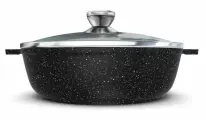 Жаровня 3 л Нева Литая Индукционная Гранит L186530i, черный гранит, крышка стекло