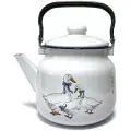 Чайник эмалированный «Гуси», 3,5л, белый с рисунком уток, сталь с эмалью