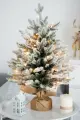 Настольная елка с гирляндой бригельс заснеженная 60 см, 50 теплых белых LED ламп, литая 100%, Winter Deco 1000905