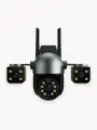 Камера видеонаблюдения уличная, wi-fi, с тремя объективами, темно-серая