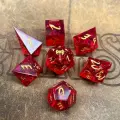 Дайсы ручной работы (игральные кости, кубики) для DnD, Dungeons and Dragons, Pathfinder RPG (набор 7шт) Blazing Magma