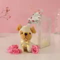 Набор подарочный Пёсик белый мыльные розовые розы 5 шт, роса 7х7х12 см