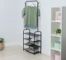 Стойка для одежды и обуви LaDоm, полками, 4 яруса, 60×26×160 см, цвет чёрный