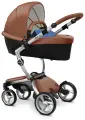 Коляска 2в1 Mima Xari Camel на серебристом шасси с матрасиками Denim Blue