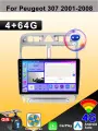Магнитола для Peugeot 307 2001-2008, Автомагнитола для Пежо 307 ,4G Android 4+64GB 2din Мультимедиа Bluetooth FM WIFI Автомобильный