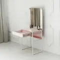 Туалетный столик c ящиком зеркало с LED подсветкой розовый кварц/белый