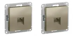2 шт. Systeme Electric AtlasDesign Шампань Розетка компьютерная RJ45, механизм, ATN000583