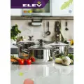 Набор кастрюль 2л, 3л, 5.5л из нержавеющей стали Eley с металлической крышкой и металлическими ручками