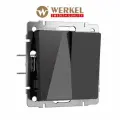 Перекрестный двухклавишный выключатель/переключатель Werkel W1123048 черный акрил IP20