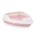 Лоток для животных угловой Zoo Plast Лекси 55,5 x 41,5 x 15 см, с рамкой, розовый