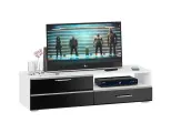 Тумба ТВ СВК Ларго 1,4 м, МДФ, цвет белый/черный глянец, размер ШхГхВ 140х46х36см
