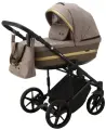 Коляска универсальная Adamex RIMINI 2 в 1, RI-15 - бежевая, золотая вставка, черная рама