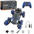 LH-C060S-1 Машинка перевертыш на пульте управления; игрушка Вездеход на радиоуправлении для мальчиков со светом и дымом синий