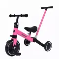 Велосипед трёхколёсный Pushsport, трансформер, розовый, 3 колеса, родительская ручка