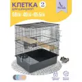 Клетка для шиншилл PetTails № 2, разборная, шаг прута до 14мм; 58х40хh65,5см, серая