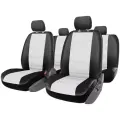 Универсальные автомобильные чехлы на весь салон из экокожи ULTRA чёрно-белые