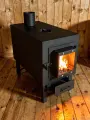 Печь буржуйка Емеля удлиненная со стеклянной дверцей