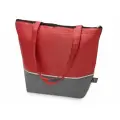 Сумка-холодильник Reviver с длинными ручками из нетканого переработанного материала RPET, цвет красный/серый